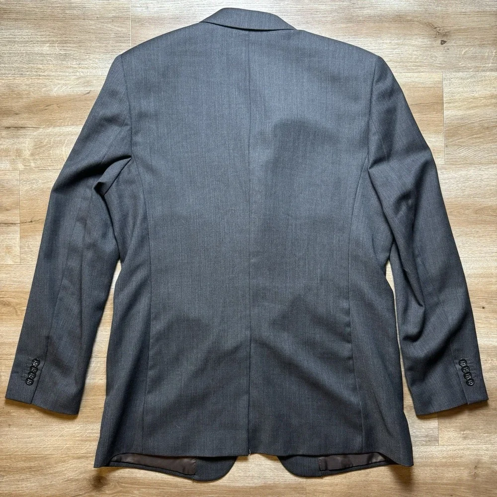 Banana Republic Suit Jacket Mens 44L Grey Wool Blend 3-Button Blazer Performance